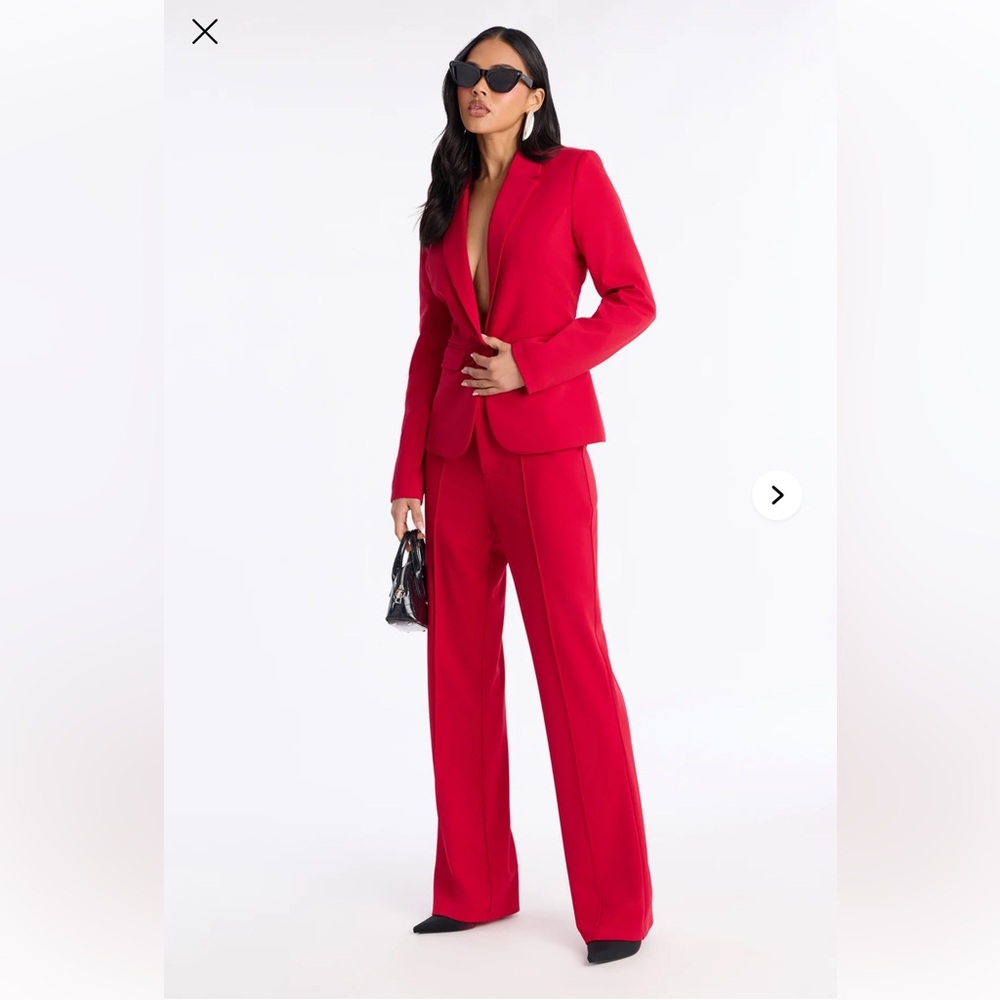 Brand New Fashion Nova  Red 2 pcs Pant Suit size Small. SOLD OUT size